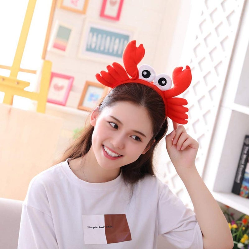 NUOBESTY Crab Headband Crab Costume Accessories Lobster Hair Hoops Plush Animal Hair Band Headwear for Halloween Dress Up Christmas Party - Image 5